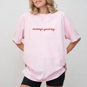 MAPTEES Women's Casual Comfortable Loose Oversize Printed "Mommy’s Good Boy" Graphic Tee, Funny Adult Humor Iconic Slogan Cute Sunny Saying Outfit