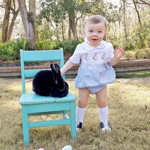 Storybook Rabbit Blue Gingham Collared Bubble Storybook Rabbit Blue Gingham Collared Bubble