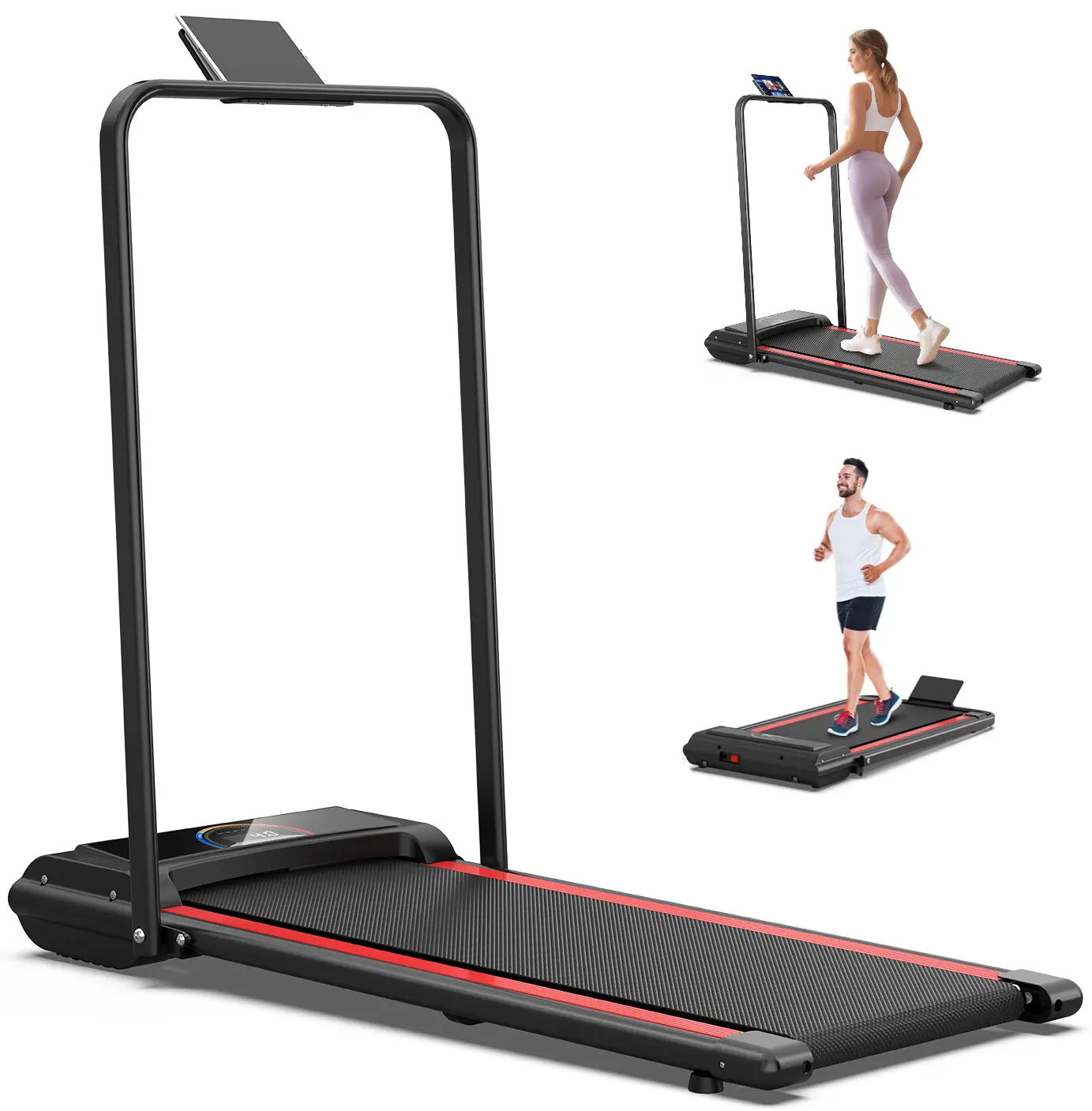 Foldable 2-in-1 Walking/Running Treadmill - 0.5-6MPH Speed, P1-P12 Programs, Device Holder & Easy Storage Design