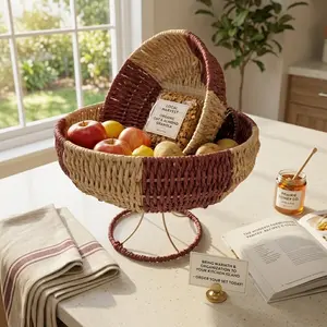 Natural Woven Basket Set-Large/Small Size: Large Rectangular Storage Bin with Liner + Small Decorative Gift Basket with Handles | Complete Home Organization & Aesthetic Decor