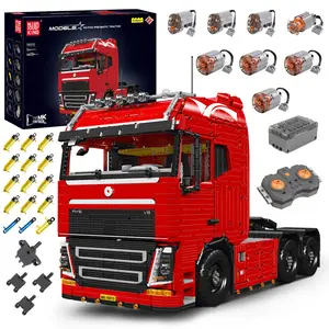 Mould King 19015 Tow Truck Tractor Trailer Pneumatic Remote Control Construction Building Block Adult Toy Set 4608 Pcs Vehicle Model Car