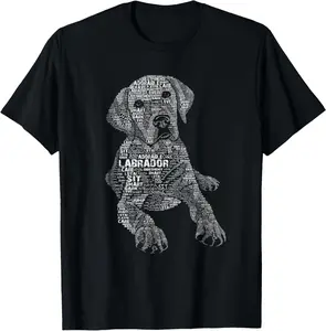 Casual Cotton shortsleeve tees Yellow Chocolate Black Labrador Retriever - Caligram Style T-Shirt