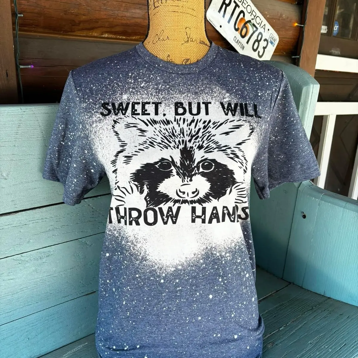 Sweet But Will Throw Hands hand bleached Gildan softstyle sublimation Tshirt