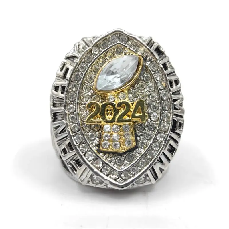 Handmade 2024 Fantasy Football League Championship Trophy Rings, Available in Sizes 9, 11, 13