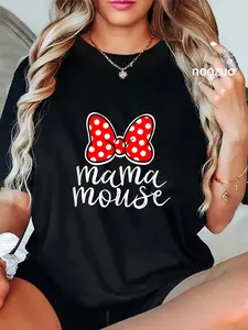 100% Cotton Womens Mama Mouse Family Vacation Mom Funny Mama Mouse T-Shirt