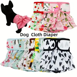 Asenappy 3pcs Washable Female Dog Diapers - Reusable Skirt Design - High Absorbency with Cute Prints for Small to Medium Breeds, ASENAPPY