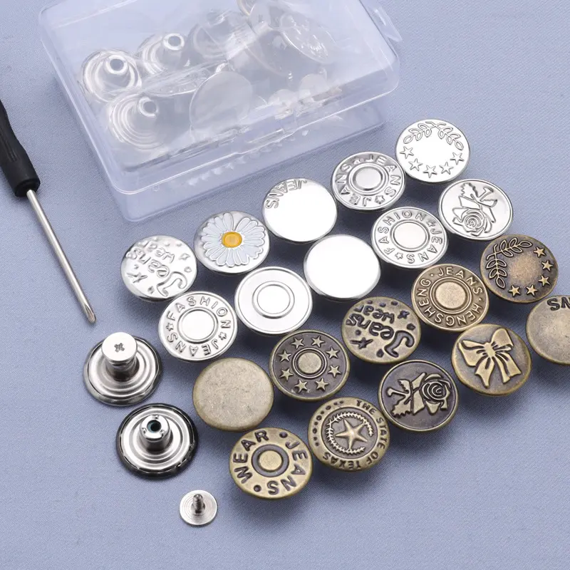 40pcs Removable Adjustable Metal Jean Snap Tacks - No-Sew Easy Installation Snap Buttons, Practical for Clothing Adjust Fit, Skirts Waist Tightening, DIY Clothing Repair