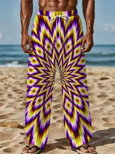 Blue and white maple leaf silhouette refreshing simple and casual long pants