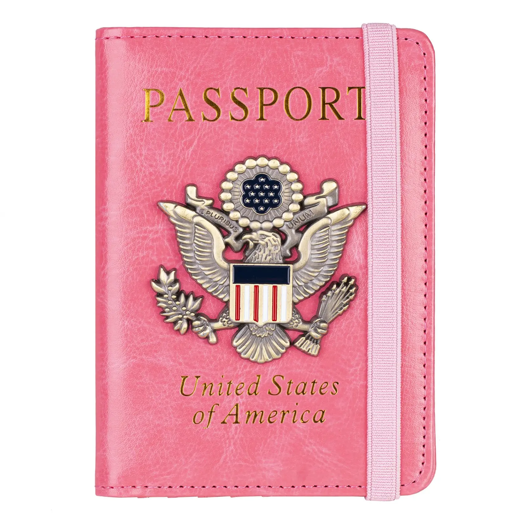Padded Leather Passport Holder for Women & Men, 3D Embossed Cover with RFID Blocking Security, Slim Travel Document Organizer Wallet