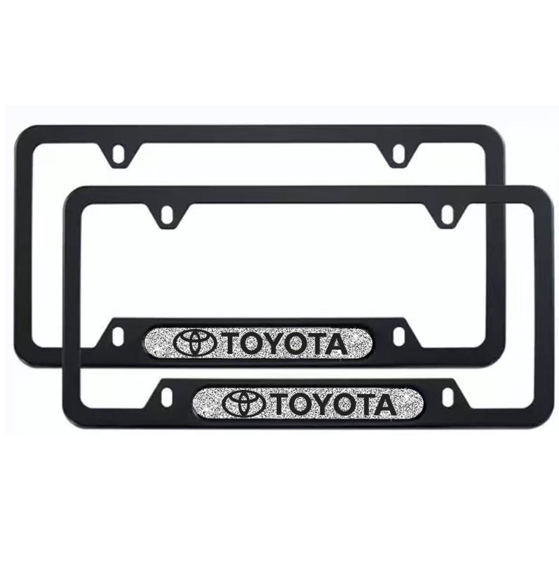 for Toyota（Customize your own logo） 2-Pack Premium Carbon Fiber License Plate Frame Durable Rust-Proof Aluminum Alloy Unisex Universal Holder with Screws & Diamond-Emblem Logo