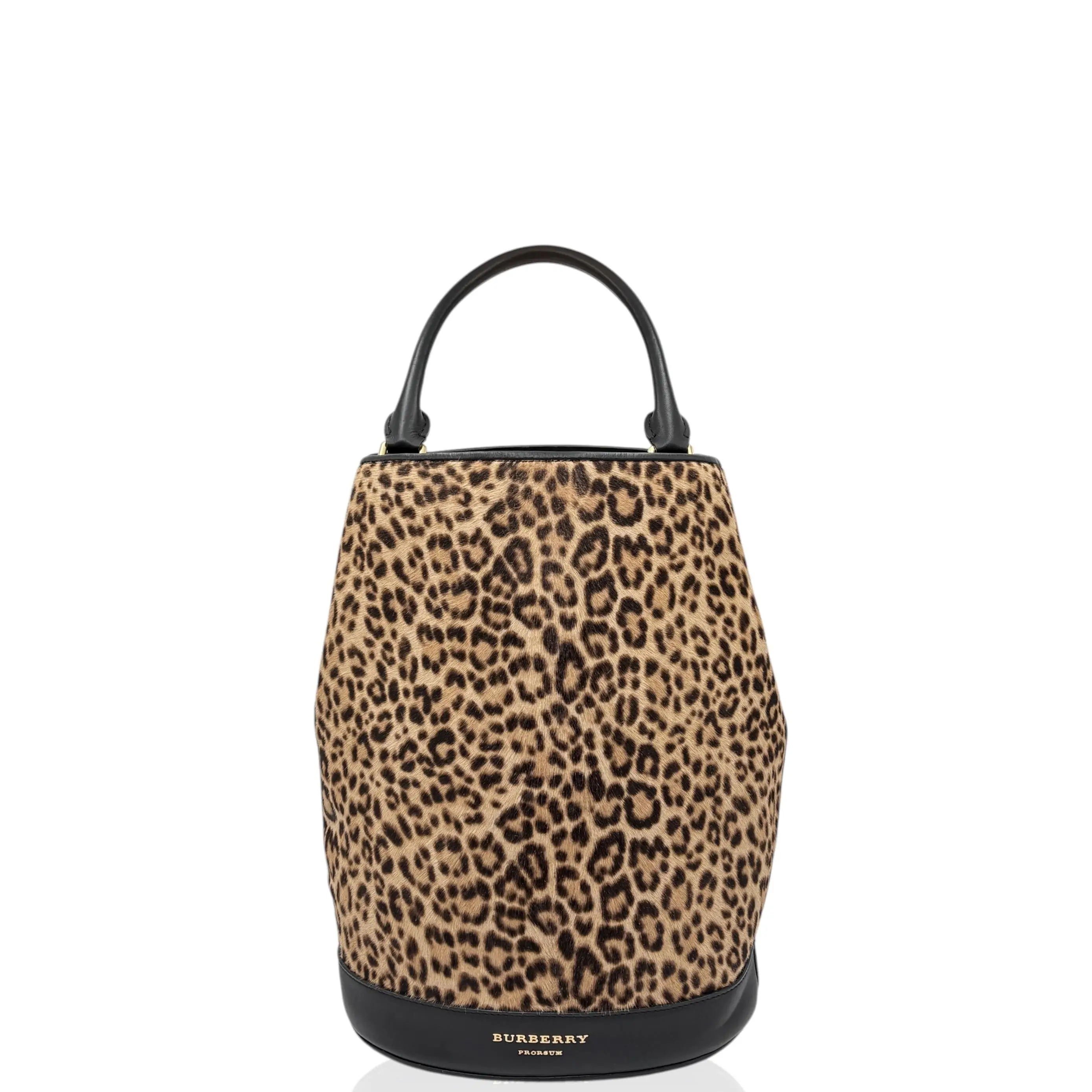Pre-owned BURBERRY Leather Shoulder Bags Bucket Pony Hair Calfskin Brown Black (jj040526a4)