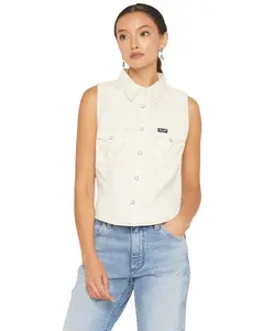 Wrangler Women's Retro Women'S Solid Denim Sleeveless Cropped Snap - 112379493