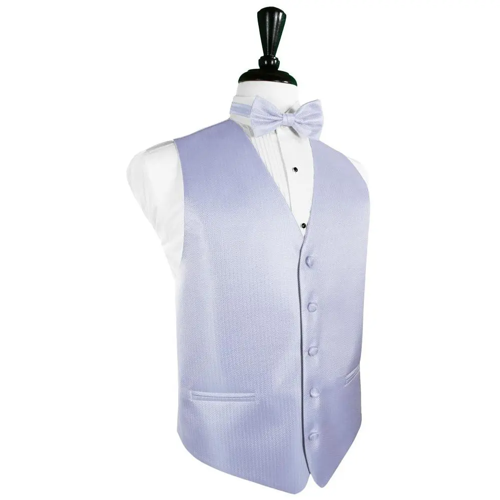 Periwinkle Herringbone Tuxedo Vest