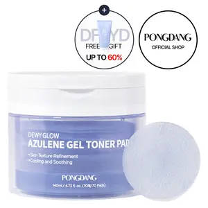 [PONGDANG] Dewy Glow Azulene Gel Toner Pad 4.73 fl.oz (140ml) | Cooling Calm | Korean Gel Toner Pads with Guai Azulen, Chamomile | Soothing, Radiance & Uneven Skin Tone | Korean Skin Care