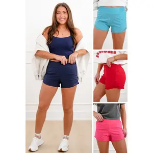 Elastic Waist Activewear Shorts with Mesh