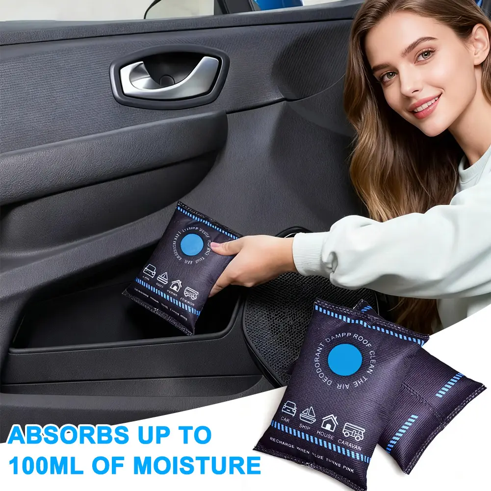 2Pack Reusable Car Dehumidifier Bag | Moisture Absorber for Gun Safe Closet Basement Garage Storage Moisture Absorber Bag Reusable
