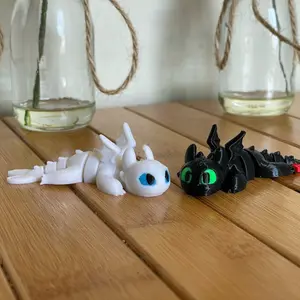 Mini Collectible Fury Dragons (Black & White) 3D Printed for Home or Office Decor
