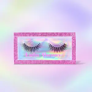 Lulu Bunny Mia 3D Faux Mink Lahes 100% Handmade False Eyelashes Diva Look lightweight Shiny Rhinestone Case