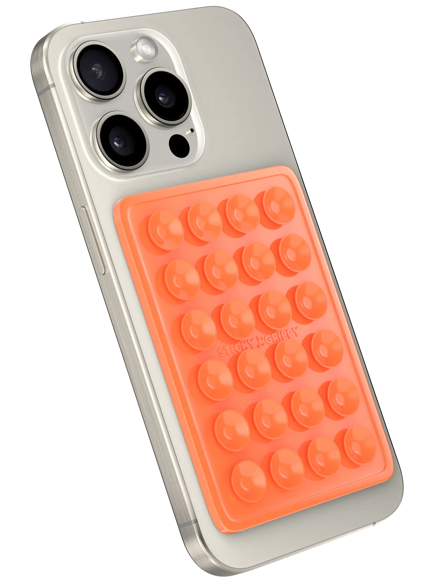 Orange StickyGrippy - Suction Phone Case Mount, Silicon Adhesive Phone Accessory for iPhone and Android, Hands-Free Fidget Toy Mirror Shower Phone Holder, Tiktok Videos and Selfies