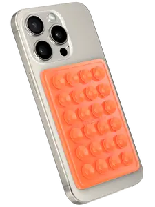Orange StickyGrippy - Suction Phone Case Mount, Silicon Adhesive Phone Accessory for iPhone and Android, Hands-Free Fidget Toy Mirror Shower Phone Holder, Tiktok Videos and Selfies