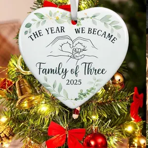 The Year We Became A Family Of Three Ornament 2025,  Pregnancy Gift For Expecting Mom, Mom Dad To Be Gift, Christmas Gift 2025, Mr Mrs Gift