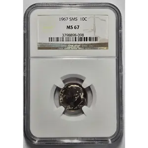 1967 SMS ROOSEVELT DIME (10C) NGC MS 67 Certified Coin