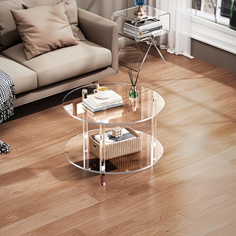 【2Pack 】ADISEN Modern Acrylic Detachable Bedroom Assembly,Modern Clear Acrylic Round Side Table,2 Tier Detachable End Table,13" Wide Drink Table for Small Spaces,Acrylic Coffee Table for Living Room, Bedroom,Study Room Round,Easy Assembly,Clear
