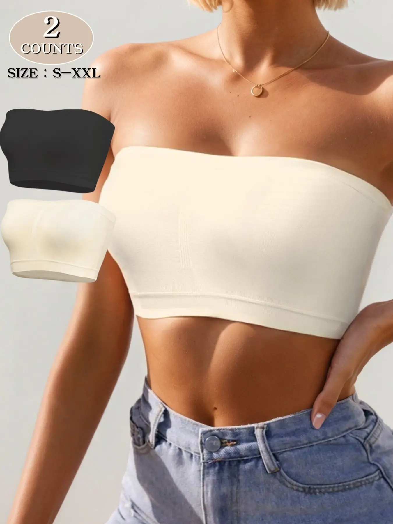 Women's Anti-Slip Strapless Bra, Backless Bralette, Seamless Comfort, Multiple Colors, Non Padded Bra, No Padding Bras, Soft Skin-Friendly, Medium Support, All Seasons