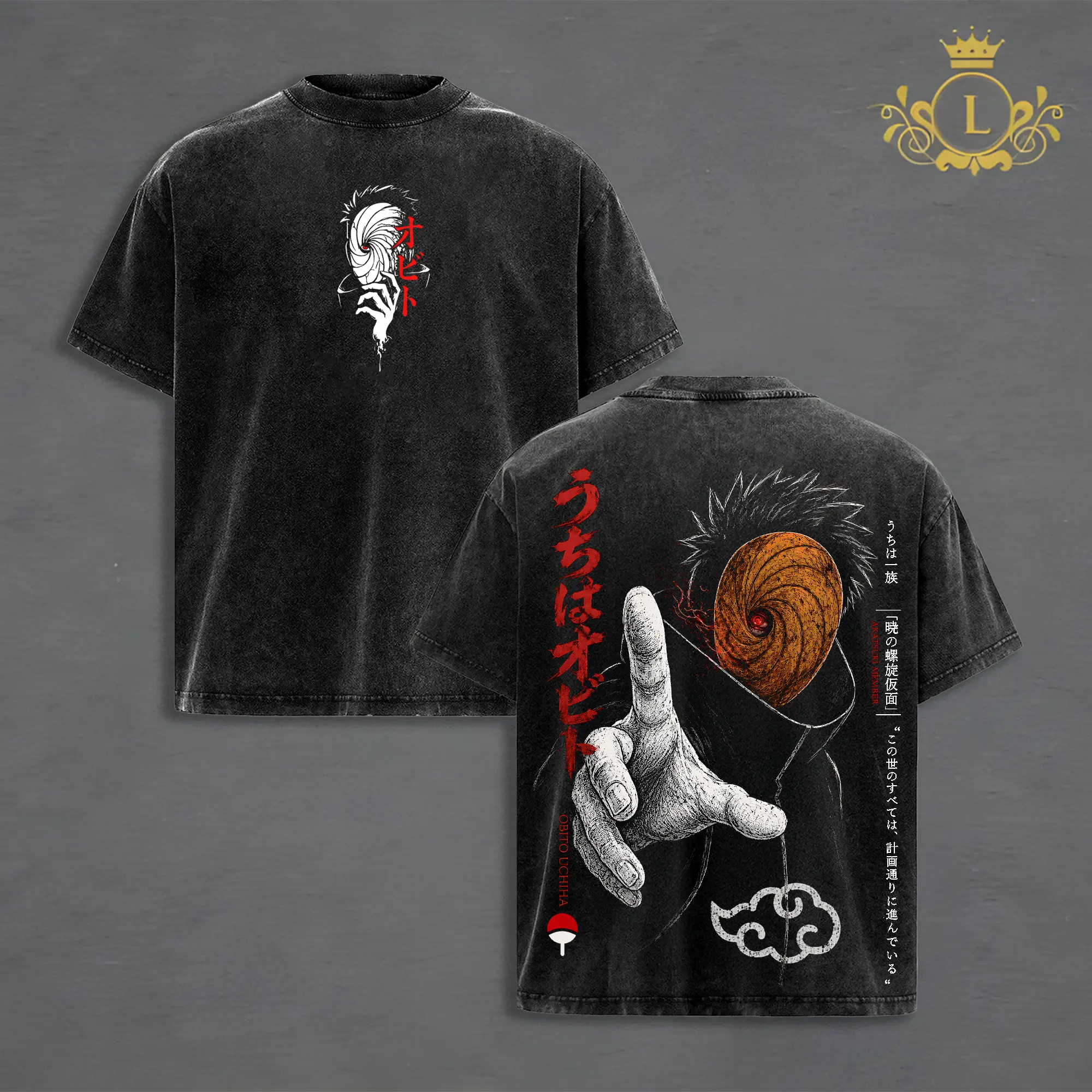Obito Uchiha Naruto Anime Graphic T-Shirt, Mangekyo Sharingan Vintage Washed Tee, Akatsuki Mask Japanese Streetwear, Oversized Premium Cotton Shirt, Harajuku Fashion, Unisex Anime Gift