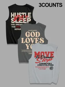 Men's Letter & Graphic Print Sleeveless Top, Regular Fit Casual Tank Top for Summer, Men's Top for Daily Wear, Menswear