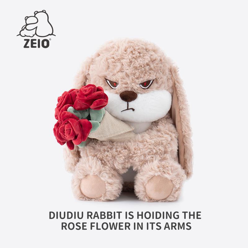 【ZEIO TOYS】RoseDiuDiu  plush toy rabbit doll cute rabbit baby doll soothing doll for boys and girls birthday gift, holiday gift, gift for giving cat hunting Cool Drop