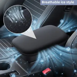 Ice Silk Car Armrest Cushion - Breathable, Thick Memory Foam, Cooling Anti-Slip Center Console Pad for Arm Pain Relief, Car Accessories