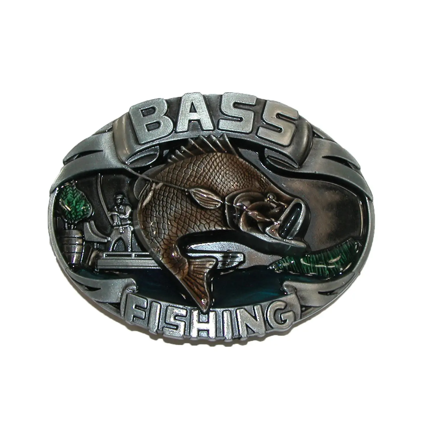 CTM Collectible Bass Fishing Belt Buckle with Prong for Fastening, Fashion Clothes Accessory
