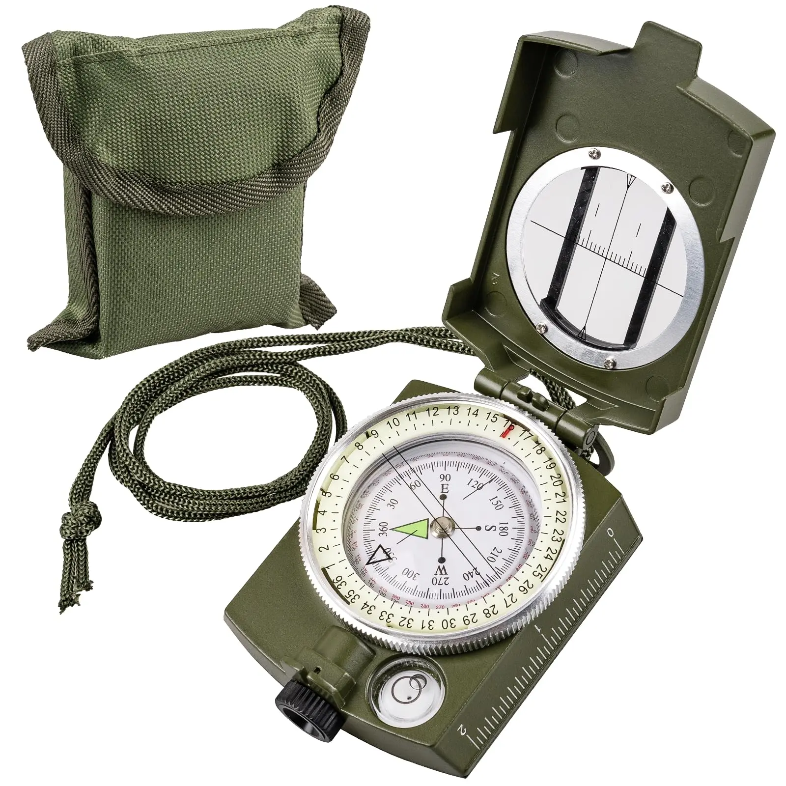 Compass with Lanyard & Pouch, 1 Set Outdoor Waterproof Durable Compass, Tactical Survival Compass for Expedition Map Reading, Navigation, Boating Accessory, Emergency Survival Gear