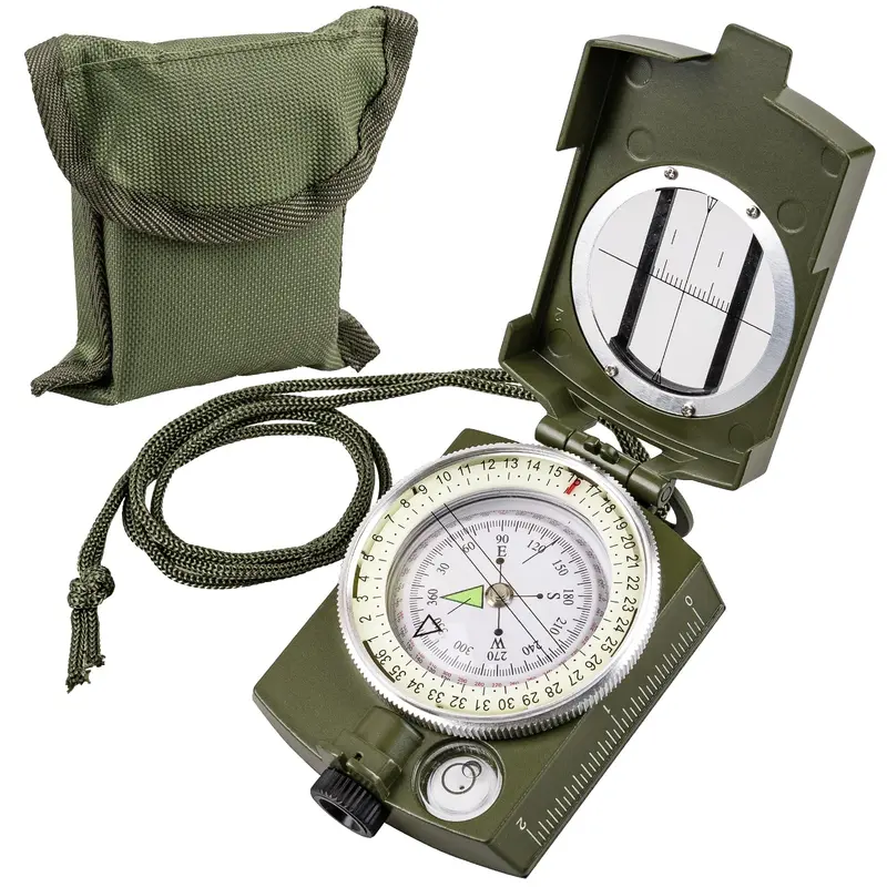 Compass with Lanyard & Pouch, 1 Set Outdoor Waterproof Durable Compass, Tactical Survival Compass for Expedition Map Reading, Navigation, Boating Accessory, Boat Stuff