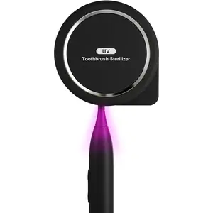 UV Toothbrush Sanitizer Holder, Toothbrush Sanitizer and Holder Cover Caps with Fan Drying, Rechargeable Portable Toothbrush Cleaner Case Fits Most Electric and Manual Toothbrushes (Black) Sugar Swan Sugar Swan