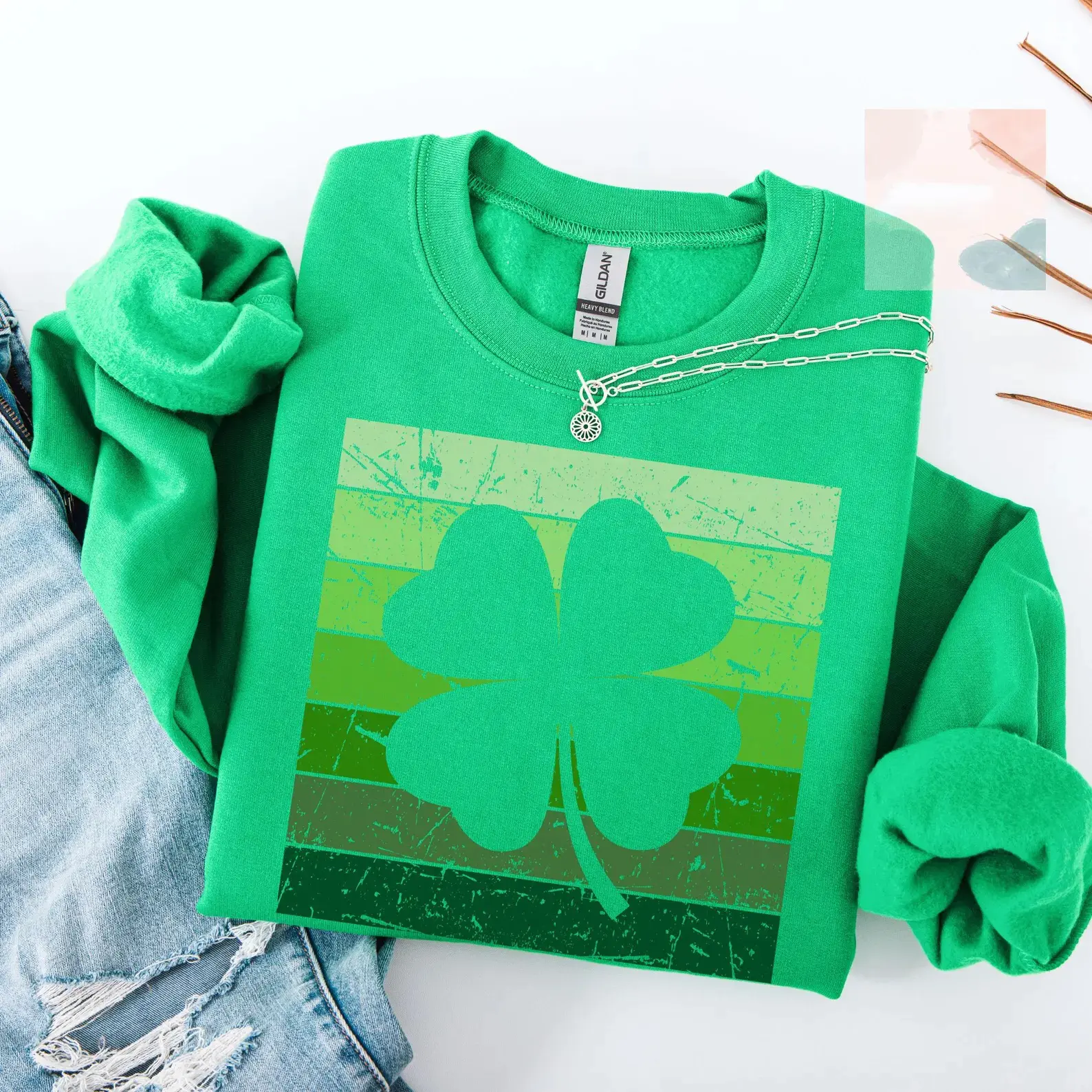 Retro Shamrock Sweatshirt, Cute St Patricks Day Sweatshirt, St Paddys Day Sweater, Irish Sweatshirt, Shamrock Crewneck, Clover Sweatshirt - TaraH