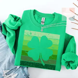 Retro Shamrock Sweatshirt, Cute St Patricks Day Sweatshirt, St Paddys Day Sweater, Irish Sweatshirt, Shamrock Crewneck, Clover Sweatshirt - TaraH