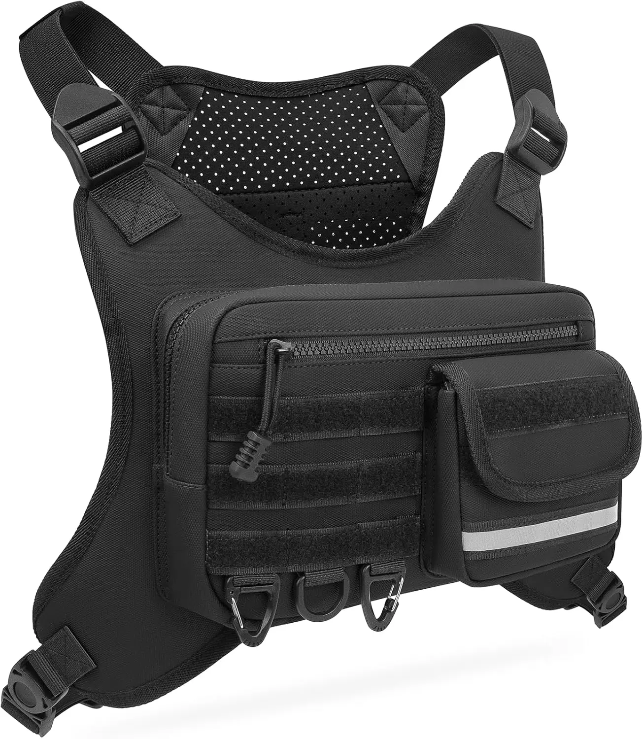 Lightbiz Tactical Chest Pack - Water-Resistant Sport Vest with Phone Pocket, Reflective Ergonomic Crossbody Bag, Breathable Back Mesh, Durable Construction for Trail Running, Daily Commutes (Men's Outdoor Gear)