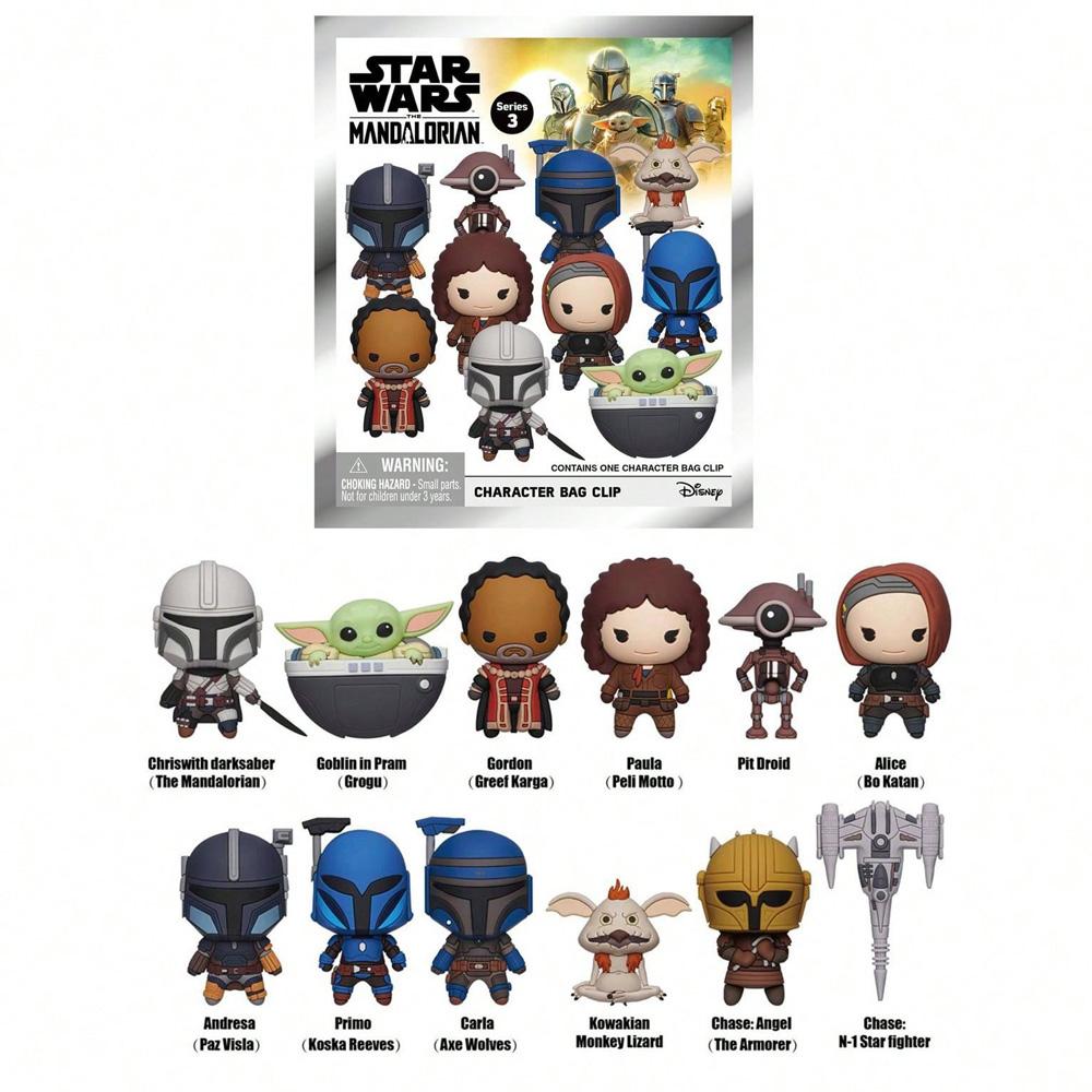 24PCS Star Wars Mandalorian 3D Keychain Blind Bag 1PC Officially Licensed Mystery Anime Figure Keyring PVC Blind Box Backpack Charm Perfect for Collectors