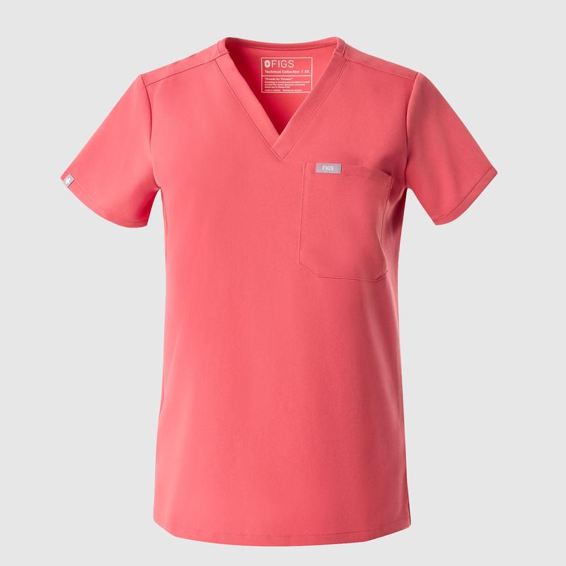 women's Pulmonary Pink Catarina Petite - One-Pocket Scrub Top