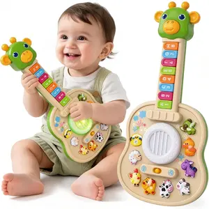 Giraffe Music Guitar Toy, Abc Learning, Light Sound, Interactive Musical Instrument for Kids 3+, Animal Sounds Melody, Holiday Gift