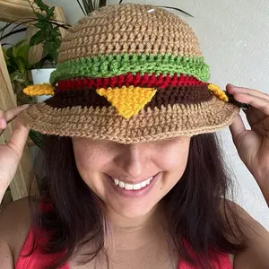 Burger Crochet Hat - Unique Design with Colorful Layers Inspired by a Classic Burger