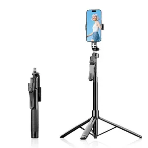 Bluetooth-compatible Selfie Stick Tripod Stand Adjustable Height, Travel Outdoor Photography Accessory, Lithium Metal Button Cell Battery Included