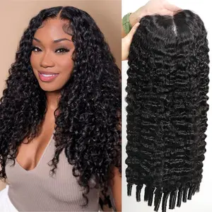 Burmese Curly Wig for Black Women 13x6 Lace Front Wigs Human Hair 220 Density HD Lace Frontal Human Hair Pre Plucked Water Wave Human Hair Wigs with Spiral End Natural Color 28inch