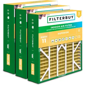 Filterbuy 20x25x6 Air Filter (3-Pack), Pleated MERV 11 Allergen Defense HVAC AC Furnace Air Filters for Aprilaire Space-Gard 201 / 2200 / 2250 & Lennox