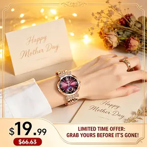 VEADONS Luxury Women's Jewelry Watch Diamond Cut Crystal Stainless Steel Case Water Resistant Moon Star Sun Design Elegant Wristwatch Perfect Gift for Her