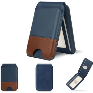 for MagSafe Phone Wallet,  5-6 Card Holder[RFID Blocking] with Adjustable Stand,  Wallet for Men compatible with  17/16/15/14/13/12 Series (Royal Blue/Brown)