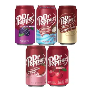 Dr Pepper 5 Pack Bundle - Blackberry, Creamy Coconut, & Cream Soda, Strawberries & Cream, Cherry -