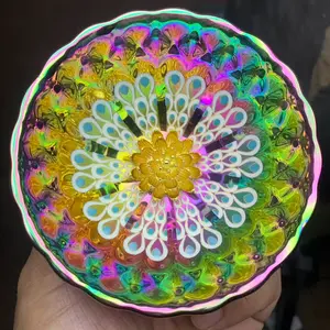 Handmade 3D Golden Lotus Flower Colorful Luminous Tea Cup